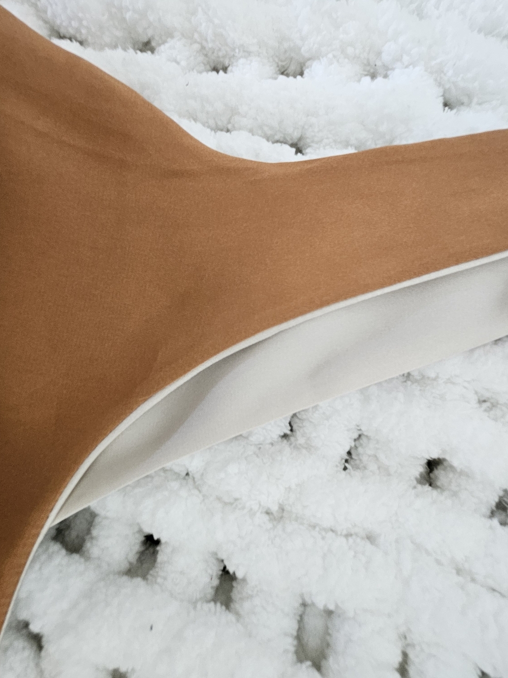 Reversable XS Express Cream/Tan Satin Scoop Neck Tank - Picture 6 of 9